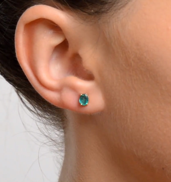 Emerald 5x4mm 0.64ct 9K Yellow Gold Earrings
